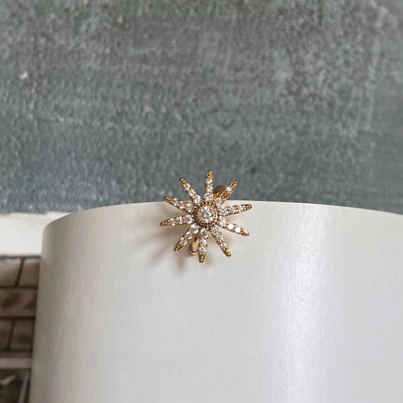 Sun Ear Cuff Ear Claw Ear Clip 18k Gold Plated Real CZ Stone - Picture 3 of 8